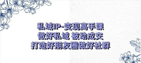 私域IP-变现高手课：做好私域 被动成交，打造好朋友圈做好社群（18节）