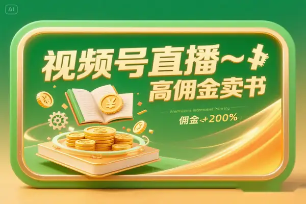 视频号直播卖书高佣实战：底层逻辑 + 全流程实操，轻松实现知识变现