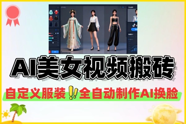 抖音快手AI美女视频搬砖项目自定义服装全自动制作AI软件+使用教程