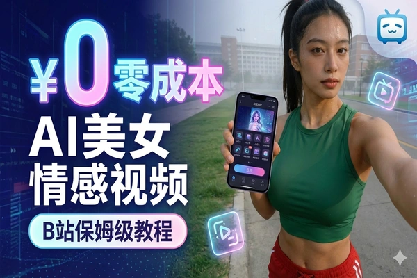 【保姆级】手机0成本制作超清AI美女视频，全流程工具流教学