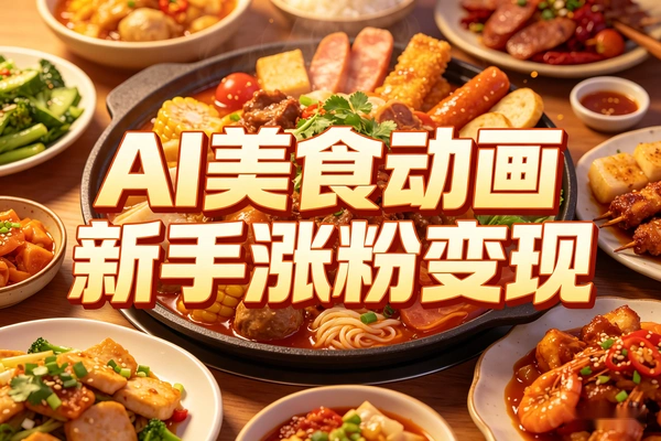 AI美食定格动画新手变现教程:零基础快速涨粉与橱窗带货全攻略