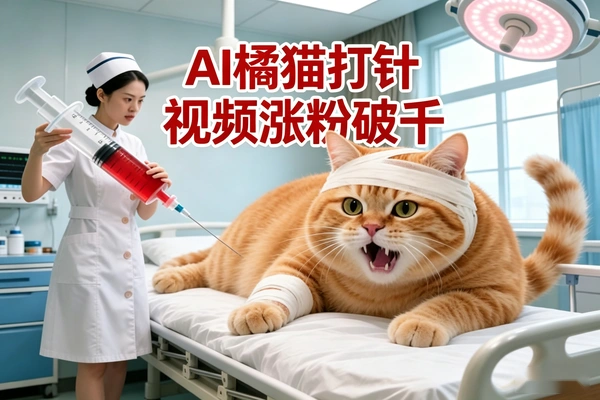 橘猫打针反差视频教程:单条涨粉破千的爆款短视频教学