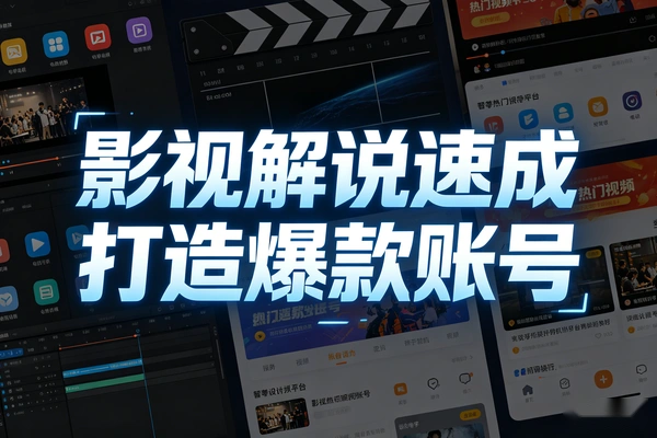 抖音影视解说速成教程：0基础打造爆款账号，过原创上精选实战指南
