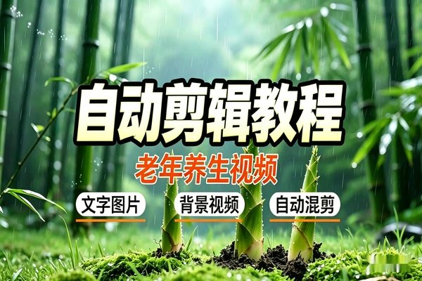 如何一键批量自动剪辑生成老年养生视频？文字图片+背景视频自动混剪，快速起号涨粉