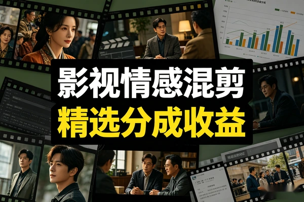 影视情感混剪零露脸教程_55万博主带教_抖音精选分成收益_从0到爆款全流程实操