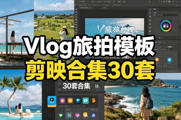 剪映旅拍Vlog模板合集30套｜旅行视频剪辑一键出片，转场流畅排版精美