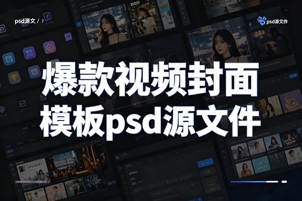 爆款视频封面模板PSD源文件下载：抖音快手视频号通用，含字体+透明PNG框