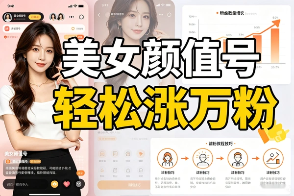 抖音美女颜值号图文起号教程：30天涨粉过万零基础保姆级实操