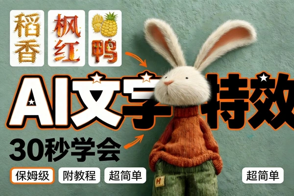 AI文字特效制作教程_首尾帧视频30秒搞定零食字体动效_不用动画软件