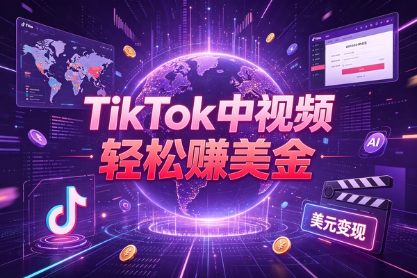 TikTok中视频赚美金实操指南：播放量直接变美元收益