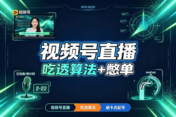 视频号直播起号实操课：吃透算法+憋单话术，付费撬动免费流量破解流量卡点