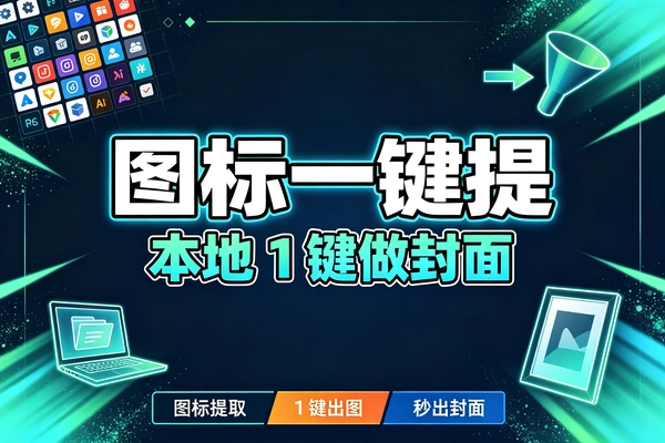 软件图标一键提取与封面自动生成：Windows自媒体封面制作神器